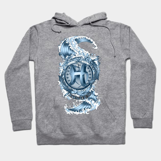 PISCES (Aquamarine) Aquatic Zodiac sign Hoodie by qggraphics